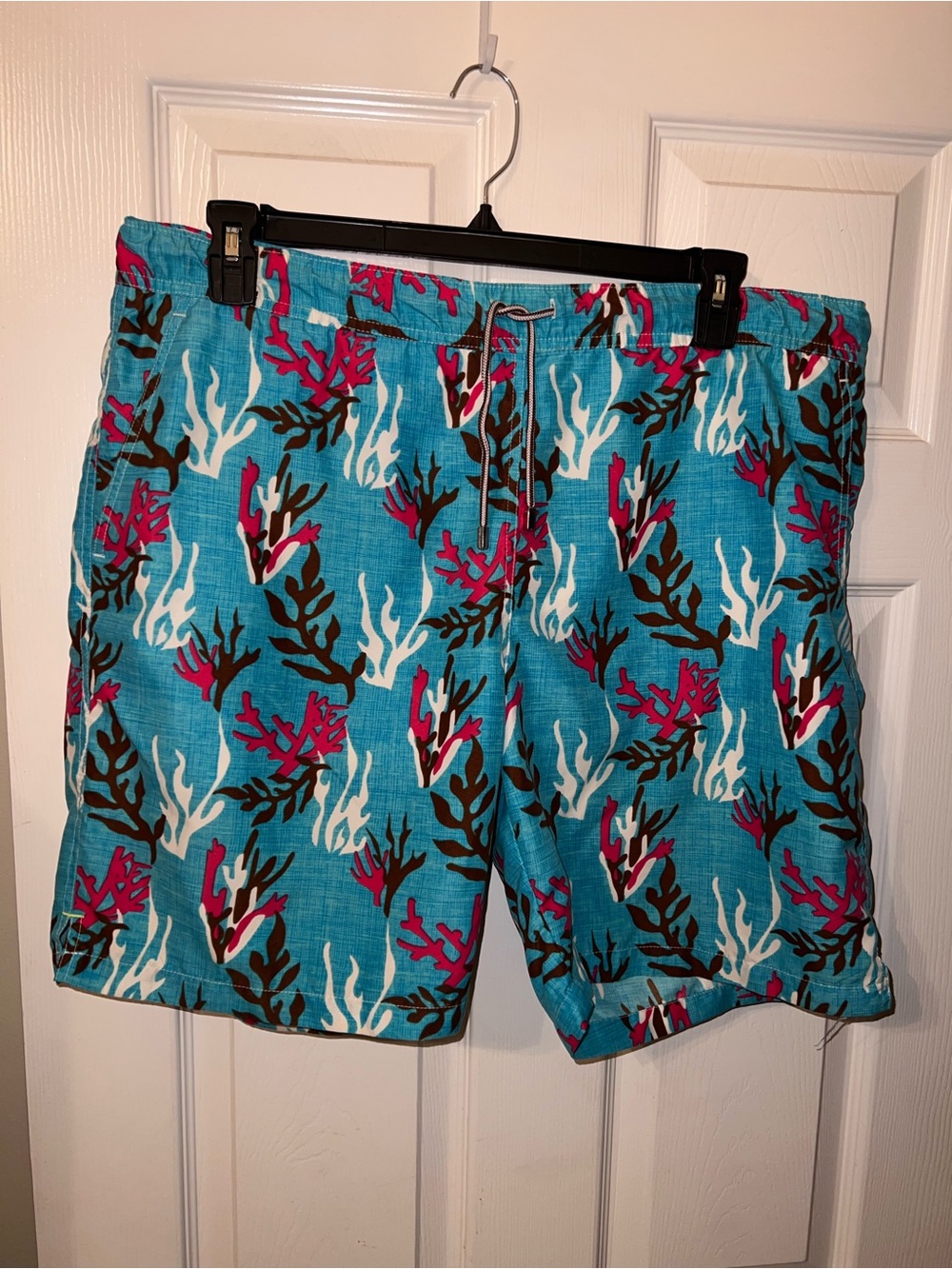 Peter Millar Men's Turquoise Coral-Print Swim Trunks